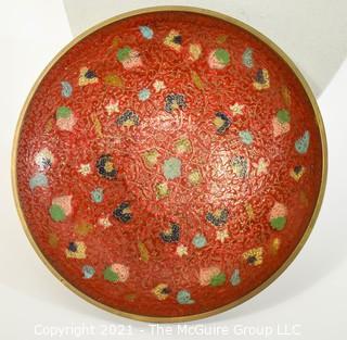 Artistic grouping: Enameled Plate; stone inlay saucer; vintage ash tray - The Pinnacles (Illinois?) 