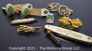 Collection of Men's Jewelry: Cuff-links, pocket knives (Rome)(Marines)