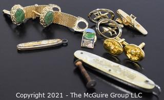 Collection of Men's Jewelry: Cuff-links, pocket knives (Rome)(Marines)