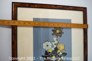 Framed Underglass Bouquet of Flowers Made of Butterly Wings, Signed by Artist. 