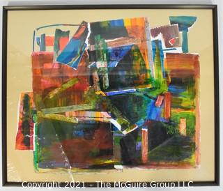 Original Framed Under Glass Modern Abstract Paper Collage Signed by Artist.  Measures approximately 23 x 28"