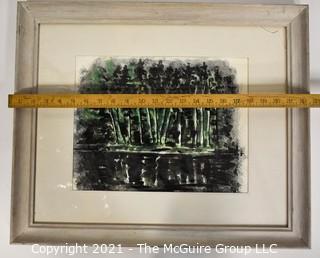 Framed Under Glass Original Watercolor of Landscape. Glass has small break in upper corner. Measures approximately 22" x 18".