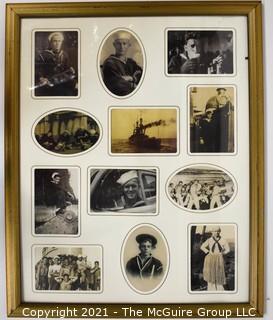 Framed Grouping of Vintage Candid WWII Navy Photographs.  