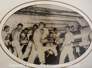 Framed Grouping of Vintage Candid WWII Navy Photographs.  