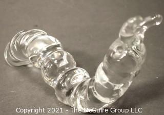 Vintage FM Konstglas Ronneby Sweden Clear Crystal Caterpillar Glass Figure.  It measures approximately 9.5" long