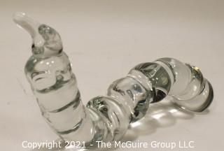 Vintage FM Konstglas Ronneby Sweden Clear Crystal Caterpillar Glass Figure.  It measures approximately 9.5" long