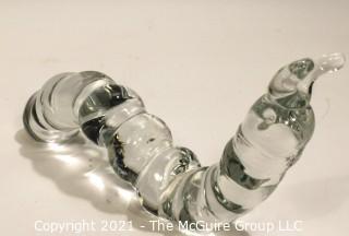 Vintage FM Konstglas Ronneby Sweden Clear Crystal Caterpillar Glass Figure.  It measures approximately 9.5" long