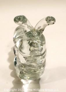 Vintage FM Konstglas Ronneby Sweden Clear Crystal Caterpillar Glass Figure.  It measures approximately 9.5" long