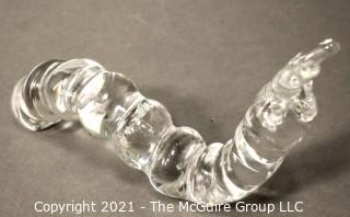 Vintage FM Konstglas Ronneby Sweden Clear Crystal Caterpillar Glass Figure.  It measures approximately 9.5" long