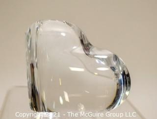 Vintage Christofle France Crystal Heart Amour de Love Paperweight Sculpture Art.  Measures approximately 3" tall & 3" long. 