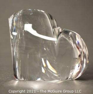 Vintage Christofle France Crystal Heart Amour de Love Paperweight Sculpture Art.  Measures approximately 3" tall & 3" long. 