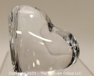 Vintage Christofle France Crystal Heart Amour de Love Paperweight Sculpture Art.  Measures approximately 3" tall & 3" long. 