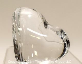 Vintage Christofle France Crystal Heart Amour de Love Paperweight Sculpture Art.  Measures approximately 3" tall & 3" long. 