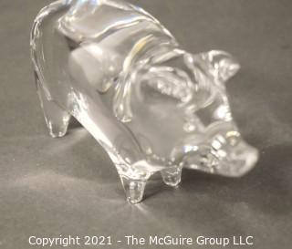 A Baccarat Clear Lead Crystal Standing Pig Figurine.  It measures approximately 1.5" W x 2.75" H x 5.5" D