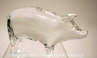 A Baccarat Clear Lead Crystal Standing Pig Figurine.  It measures approximately 1.5" W x 2.75" H x 5.5" D