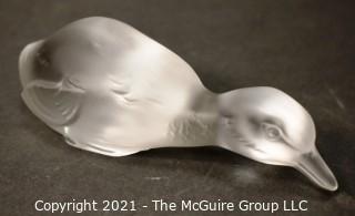 Vintage Baccarat Frosted Crystal Pintail Duck Figurine or Paperweight Signed and Made in France.  Measures approximately 5" x 3.5" x 2.75"  