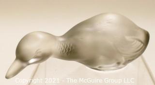 Vintage Baccarat Frosted Crystal Pintail Duck Figurine or Paperweight Signed and Made in France.  Measures approximately 5" x 3.5" x 2.75"  