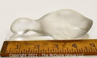 Vintage Baccarat Frosted Crystal Pintail Duck Figurine or Paperweight Signed and Made in France.  Measures approximately 5" x 3.5" x 2.75"  