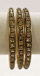 Three (3) Vintage Chanel Set Rhinestone Bangle Bracelets.