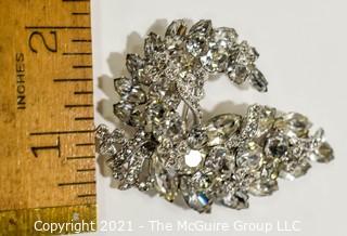 Vintage Eisenburg Ice Clear Rhinestone Flourish Brooch or Pin.