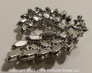 Vintage Eisenburg Ice Clear Rhinestone Flourish Brooch or Pin.