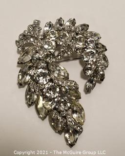 Vintage Eisenburg Ice Clear Rhinestone Flourish Brooch or Pin.