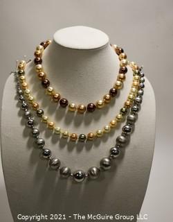 Group of Three (3) Faux Pearl Costume Jewelry Beaded Necklaces. 