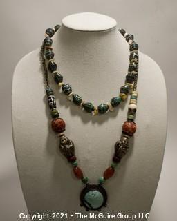 Two (2) Vintage Bead Necklaces, One Made of Rolled Paper Beads