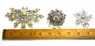 Three (3) Vintage Rhinestone Encrusted Brooches or Pins.