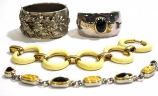 Four (4) Costume Jewelery Bracelets Including Bangle, Cuff & Link.