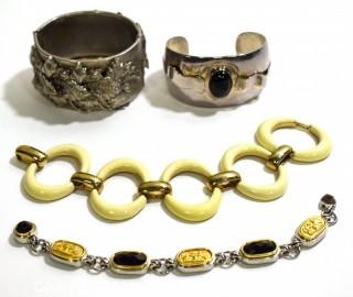 Four (4) Costume Jewelery Bracelets Including Bangle, Cuff & Link.