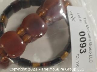 Two (2) Gem Stone Stretch Bracelets - Tigers Eye & Agate