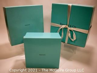 Vintage Tiffany & Co. Majolica Blackberries Tea Set With Fpur (4) Dessert Plates.  New in Tiffany Blue Gift Boxes with Ribbon.  