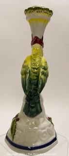 Ceramic Hand painted candle stick; made in Italy for Tiffany & Co.