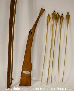 Collectible: Militaria: Vietnam Era: large Montagnard hand-made crossbow and 5 arrows.