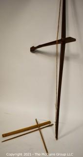 Collectible: Militaria: Vietnam Era: large Montagnard hand-made crossbow w/bamboo quiver and 2 arrows