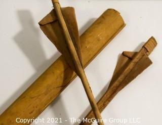 Collectible: Militaria: Vietnam Era: large Montagnard hand-made crossbow w/bamboo quiver and 2 arrows