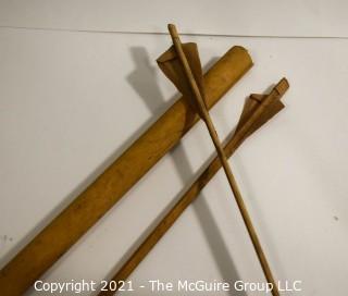 Collectible: Militaria: Vietnam Era: large Montagnard hand-made crossbow w/bamboo quiver and 2 arrows