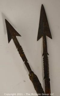 Ethnographic Tribal Made Bow & Two (2) Metal Forged Arrows.