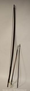 Ethnographic Tribal Made Bow & Two (2) Metal Forged Arrows.