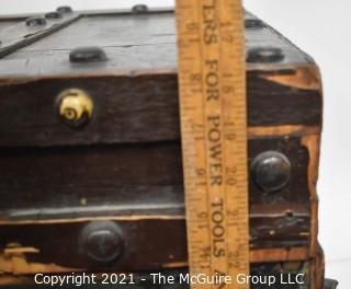 Large Wooden Maritime Trunk with Wrought Iron Handles and Hinges. 