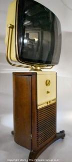 Vintage Mid Century Modern MCM "Predicta" Television in Swivel Screen Pedestal Cabinet. 
This TV has been converted to a modern monitor with Cable Plug.  Not operating. 