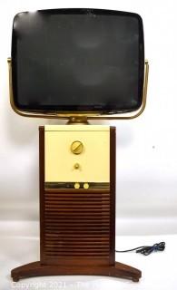 Vintage Mid Century Modern MCM "Predicta" Television in Swivel Screen Pedestal Cabinet. 
This TV has been converted to a modern monitor with Cable Plug.  Not operating. 