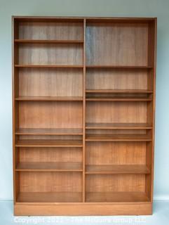 Set of Mid Century Modern MCM Modular Wall Book Shelves with Adjustable Shelves, Some Slide Out.   Stamped Made in Denmark by Poul Hundevad.  77" tall, 12" deep and 94" wide