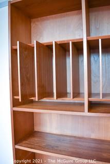 Danish Mid Century Modern (MCM) Stacking Teak Bookcase & Credenza with Adjustable Shelves, Some Slide Out. Stamped Made in Denmark by Poul Hundevad. Some damage to base.