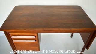 Danish Mid Century Modern (MCM) Two (2) Drawer Desk with Folding Leaf.  Missing Leaf Bracket.  Measures 44" x 24" x 30".