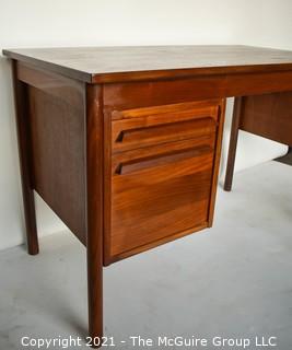 Danish Mid Century Modern (MCM) Two (2) Drawer Desk with Folding Leaf.  Missing Leaf Bracket.  Measures 44" x 24" x 30".