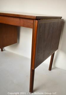 Danish Mid Century Modern (MCM) Two (2) Drawer Desk with Folding Leaf.  Missing Leaf Bracket.  Measures 44" x 24" x 30".