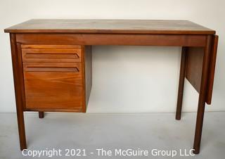 Danish Mid Century Modern (MCM) Two (2) Drawer Desk with Folding Leaf.  Missing Leaf Bracket.  Measures 44" x 24" x 30".