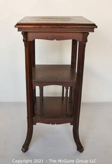 Vintage Wood Plant Stand with Barley Twist Accents.  Measures 32"H x 16"Square.